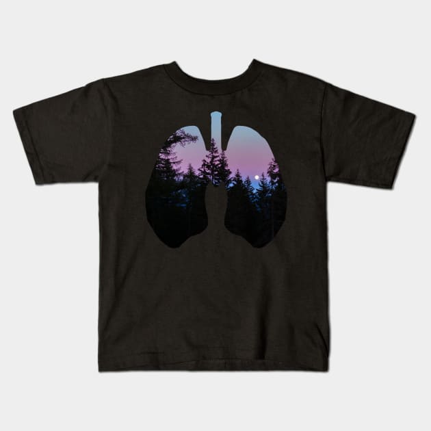 Night Jungle Lungs design Kids T-Shirt by Aziz